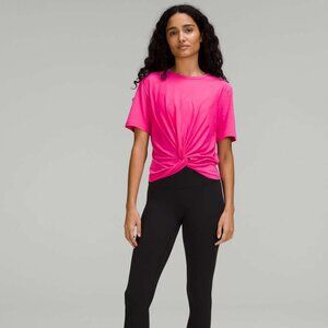 Lululemon Crescent Tee Sonic Pink Twist Front Crop Pima Cotton